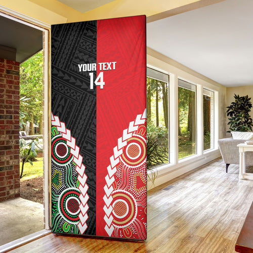 Custom Rugby Panthers and Dolphins Door Cover 2026 Together Aboriginal Polynesian Pattern