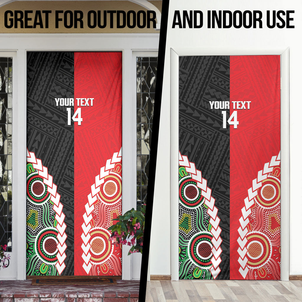 Custom Rugby Panthers and Dolphins Door Cover 2026 Together Aboriginal Polynesian Pattern