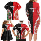 Custom Rugby Panthers and Dolphins Family Matching Long Sleeve Bodycon Dress and Hawaiian Shirt 2026 Together Aboriginal Polynesian Pattern