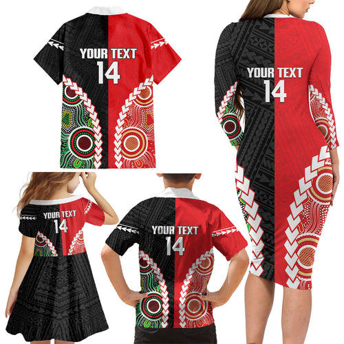 Custom Rugby Panthers and Dolphins Family Matching Long Sleeve Bodycon Dress and Hawaiian Shirt 2026 Together Aboriginal Polynesian Pattern