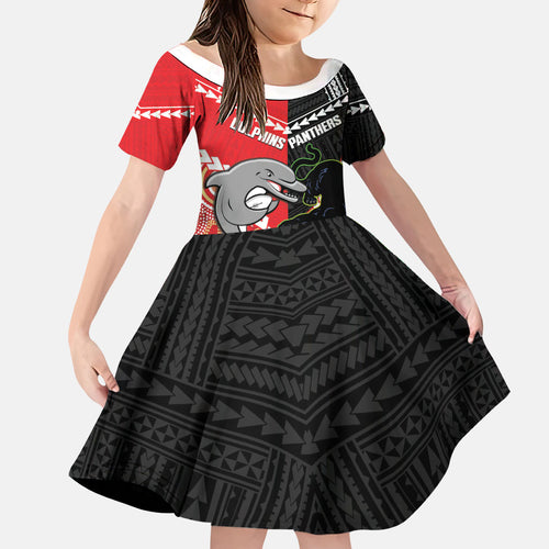 Custom Rugby Panthers and Dolphins Family Matching Mermaid Dress and Hawaiian Shirt 2026 Together Aboriginal Polynesian Pattern