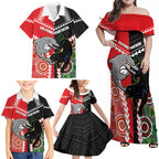 Custom Rugby Panthers and Dolphins Family Matching Off Shoulder Maxi Dress and Hawaiian Shirt 2026 Together Aboriginal Polynesian Pattern