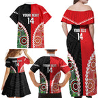 Custom Rugby Panthers and Dolphins Family Matching Off Shoulder Maxi Dress and Hawaiian Shirt 2026 Together Aboriginal Polynesian Pattern