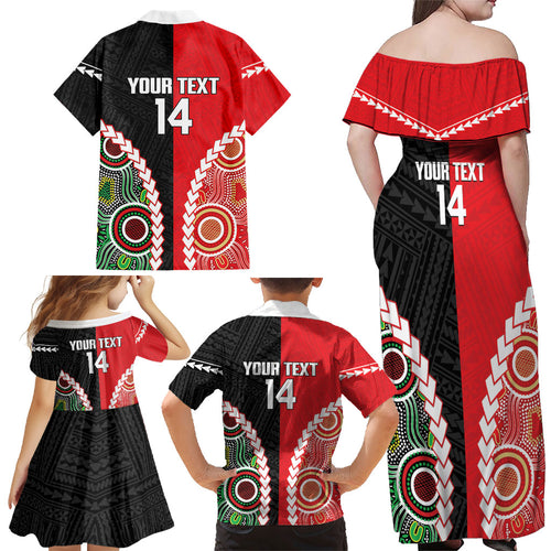 Custom Rugby Panthers and Dolphins Family Matching Off Shoulder Maxi Dress and Hawaiian Shirt 2026 Together Aboriginal Polynesian Pattern