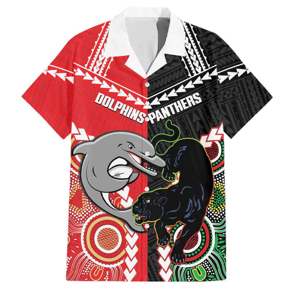 Custom Rugby Panthers and Dolphins Family Matching Off Shoulder Maxi Dress and Hawaiian Shirt 2026 Together Aboriginal Polynesian Pattern