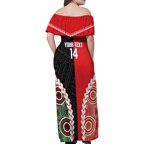 Custom Rugby Panthers and Dolphins Family Matching Off Shoulder Maxi Dress and Hawaiian Shirt 2026 Together Aboriginal Polynesian Pattern