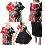 Custom Rugby Panthers and Dolphins Family Matching Puletasi and Hawaiian Shirt 2026 Together Aboriginal Polynesian Pattern