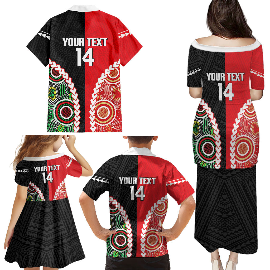 Custom Rugby Panthers and Dolphins Family Matching Puletasi and Hawaiian Shirt 2026 Together Aboriginal Polynesian Pattern