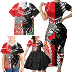 Custom Rugby Panthers and Dolphins Family Matching Short Sleeve Bodycon Dress and Hawaiian Shirt 2026 Together Aboriginal Polynesian Pattern