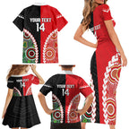 Custom Rugby Panthers and Dolphins Family Matching Short Sleeve Bodycon Dress and Hawaiian Shirt 2026 Together Aboriginal Polynesian Pattern