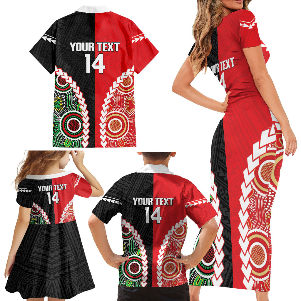 Custom Rugby Panthers and Dolphins Family Matching Short Sleeve Bodycon Dress and Hawaiian Shirt 2026 Together Aboriginal Polynesian Pattern