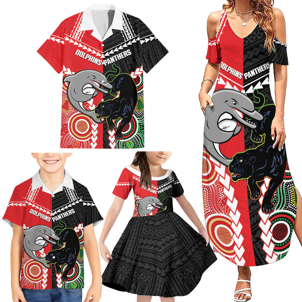 Custom Rugby Panthers and Dolphins Family Matching Summer Maxi Dress and Hawaiian Shirt 2026 Together Aboriginal Polynesian Pattern