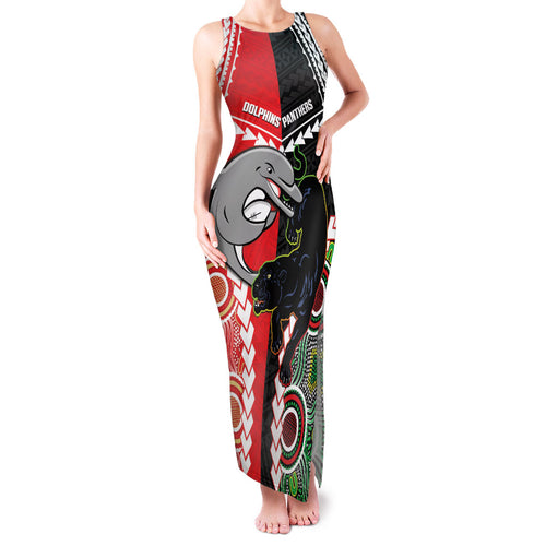 Custom Rugby Panthers and Dolphins Family Matching Tank Maxi Dress and Hawaiian Shirt 2026 Together Aboriginal Polynesian Pattern