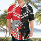 Custom Rugby Panthers and Dolphins Hawaiian Shirt 2026 Together Aboriginal Polynesian Pattern
