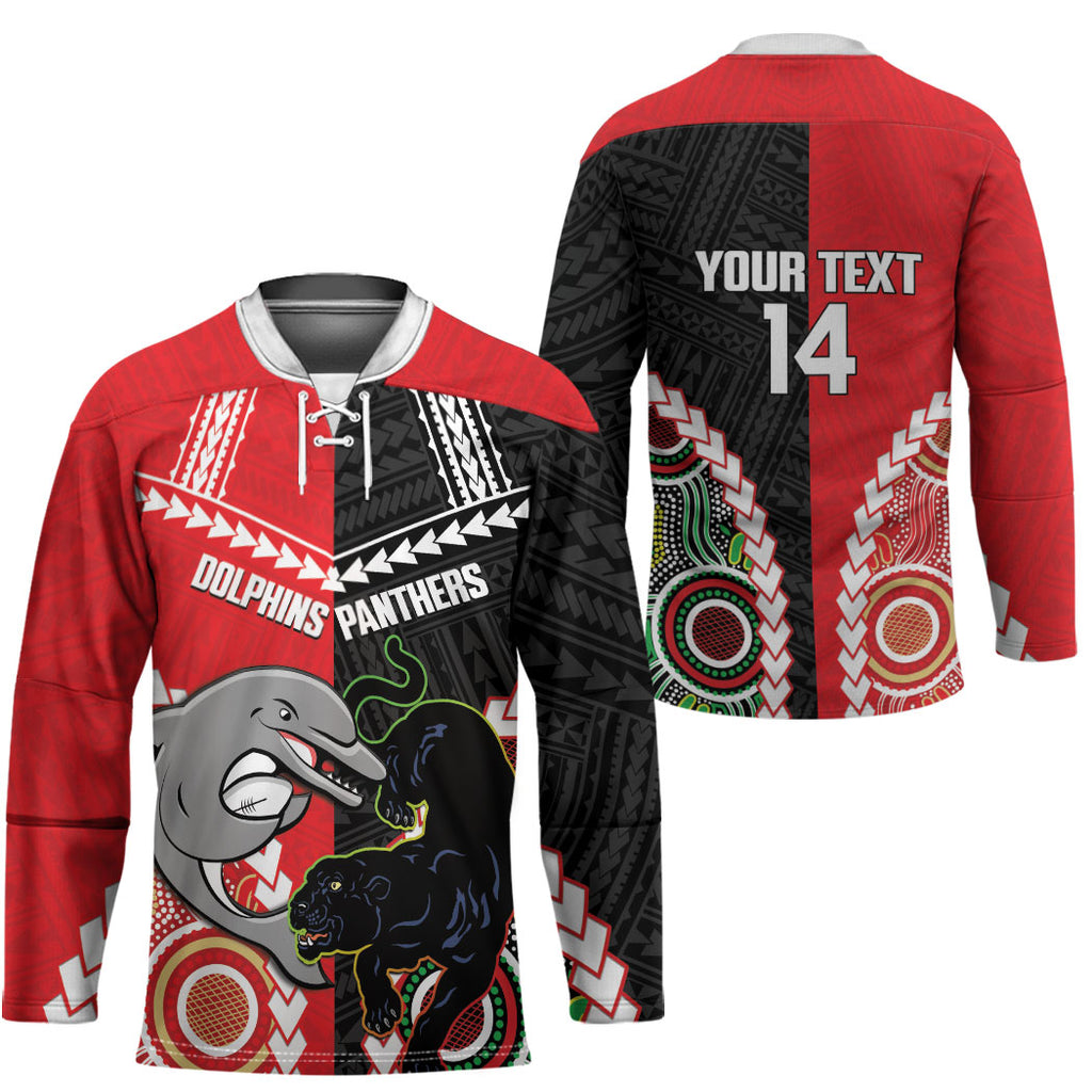 Custom Rugby Panthers and Dolphins Hockey Jersey 2026 Together Aboriginal Polynesian Pattern