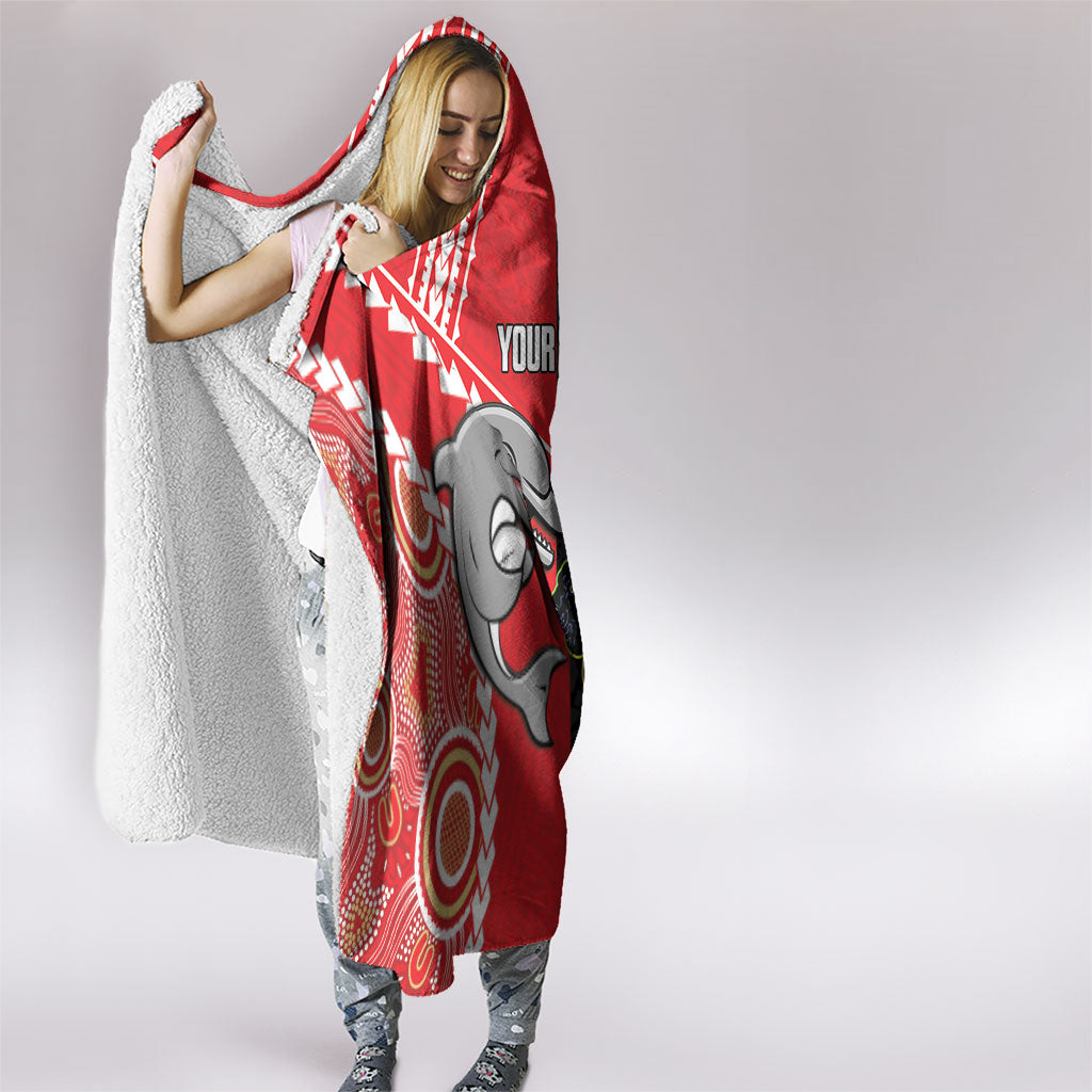 Custom Rugby Panthers and Dolphins Hooded Blanket 2026 Together Aboriginal Polynesian Pattern