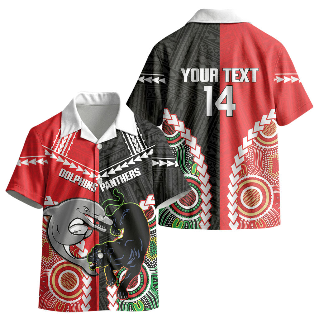 Custom Rugby Panthers and Dolphins Kid Hawaiian Shirt 2026 Together Aboriginal Polynesian Pattern LT14