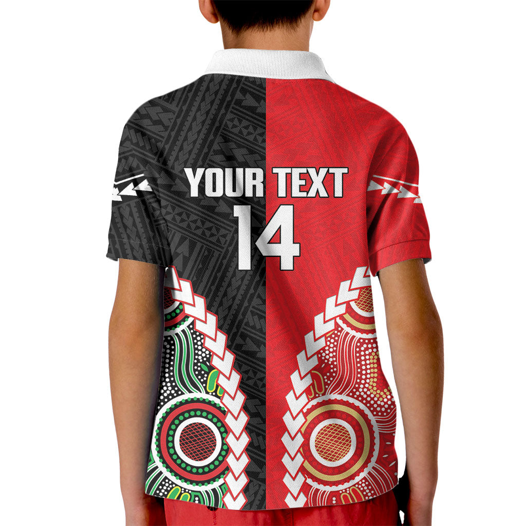 Custom Rugby Panthers and Dolphins Kid Polo Shirt 2026 Together Aboriginal Polynesian Pattern