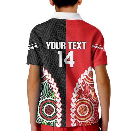 Custom Rugby Panthers and Dolphins Kid Polo Shirt 2026 Together Aboriginal Polynesian Pattern