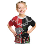Custom Rugby Panthers and Dolphins Kid T Shirt 2026 Together Aboriginal Polynesian Pattern