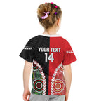 Custom Rugby Panthers and Dolphins Kid T Shirt 2026 Together Aboriginal Polynesian Pattern