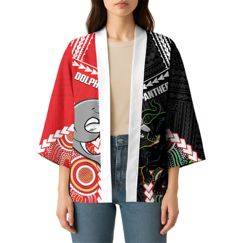 Custom Rugby Panthers and Dolphins Kimono 2026 Together Aboriginal Polynesian Pattern