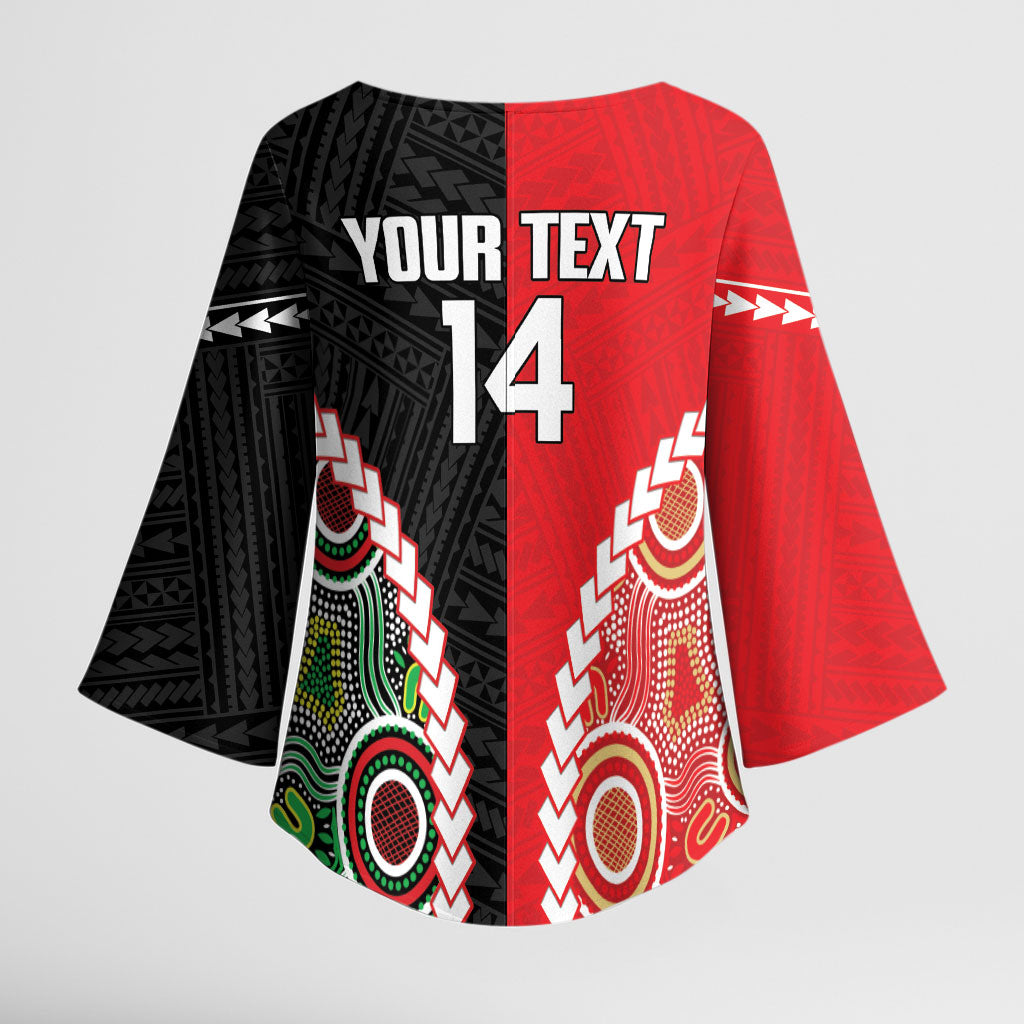 Custom Rugby Panthers and Dolphins Kimono Sleeve Blouse 2026 Together Aboriginal Polynesian Pattern