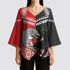 Custom Rugby Panthers and Dolphins Kimono Sleeve Blouse 2026 Together Aboriginal Polynesian Pattern