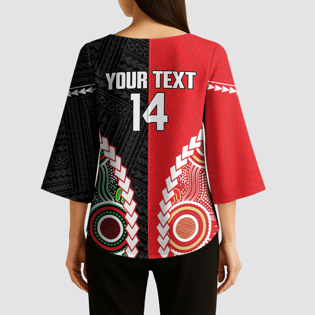 Custom Rugby Panthers and Dolphins Kimono Sleeve Blouse 2026 Together Aboriginal Polynesian Pattern