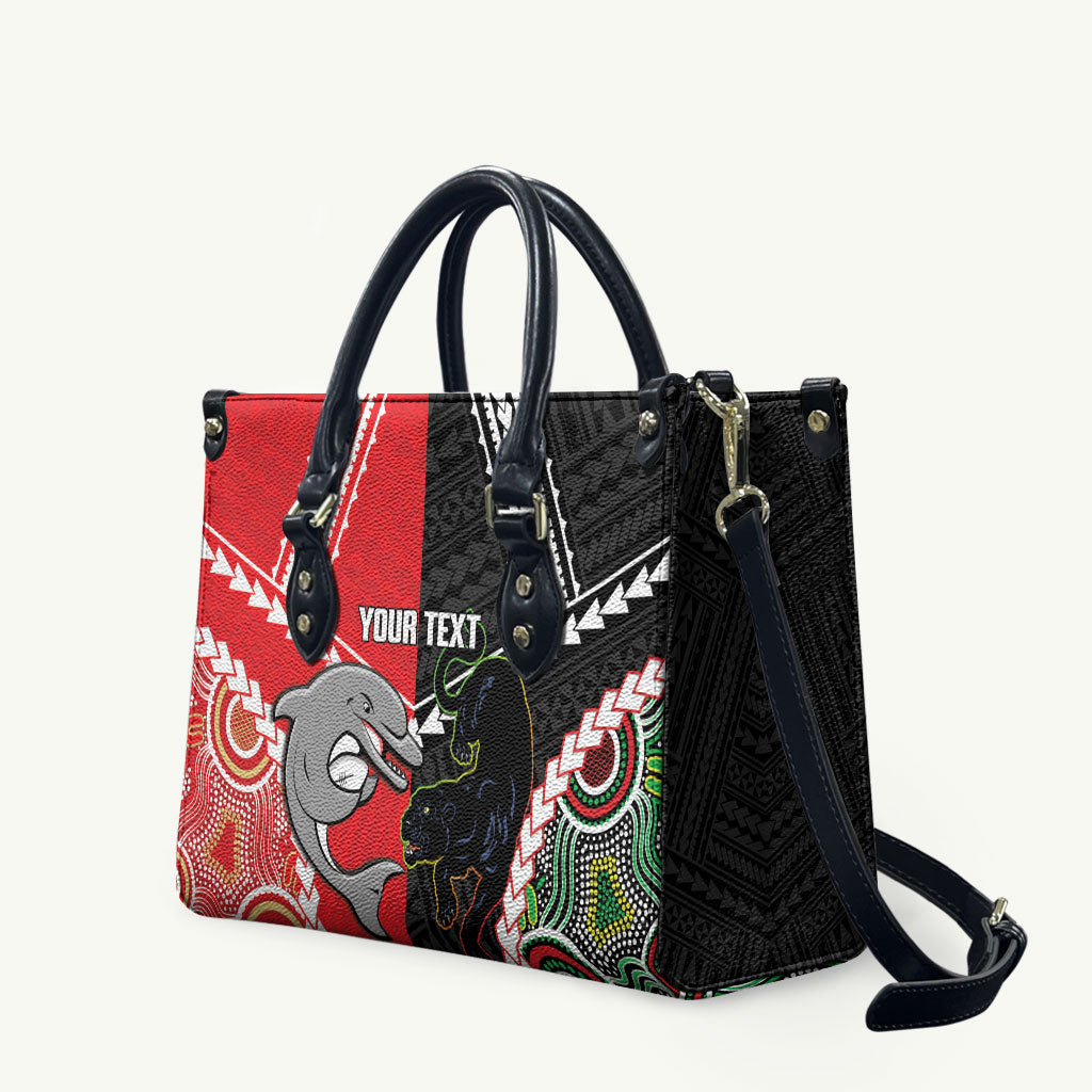 Custom Rugby Panthers and Dolphins Leather Bag 2026 Together Aboriginal Polynesian Pattern