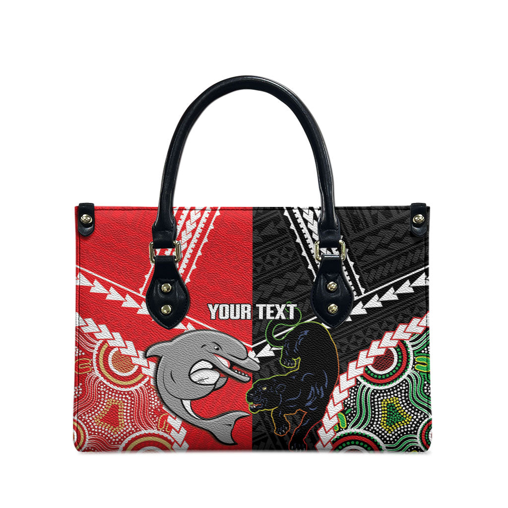 Custom Rugby Panthers and Dolphins Leather Bag 2026 Together Aboriginal Polynesian Pattern