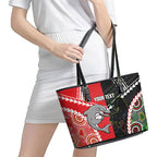 Custom Rugby Panthers and Dolphins Leather Tote Bag 2026 Together Aboriginal Polynesian Pattern