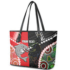 Custom Rugby Panthers and Dolphins Leather Tote Bag 2026 Together Aboriginal Polynesian Pattern