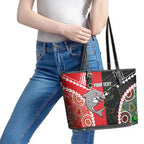 Custom Rugby Panthers and Dolphins Leather Tote Bag 2026 Together Aboriginal Polynesian Pattern