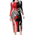 Custom Rugby Panthers and Dolphins Long Sleeve Bodycon Dress 2026 Together Aboriginal Polynesian Pattern