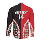 Custom Rugby Panthers and Dolphins Long Sleeve Button Shirt 2026 Together Aboriginal Polynesian Pattern