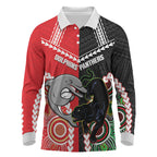 Custom Rugby Panthers and Dolphins Long Sleeve Polo Shirt 2026 Together Aboriginal Polynesian Pattern