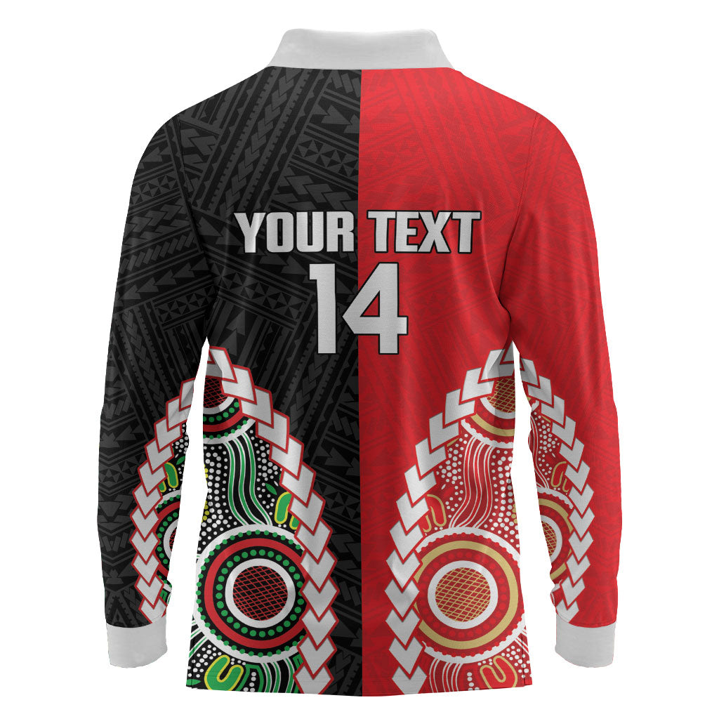 Custom Rugby Panthers and Dolphins Long Sleeve Polo Shirt 2026 Together Aboriginal Polynesian Pattern