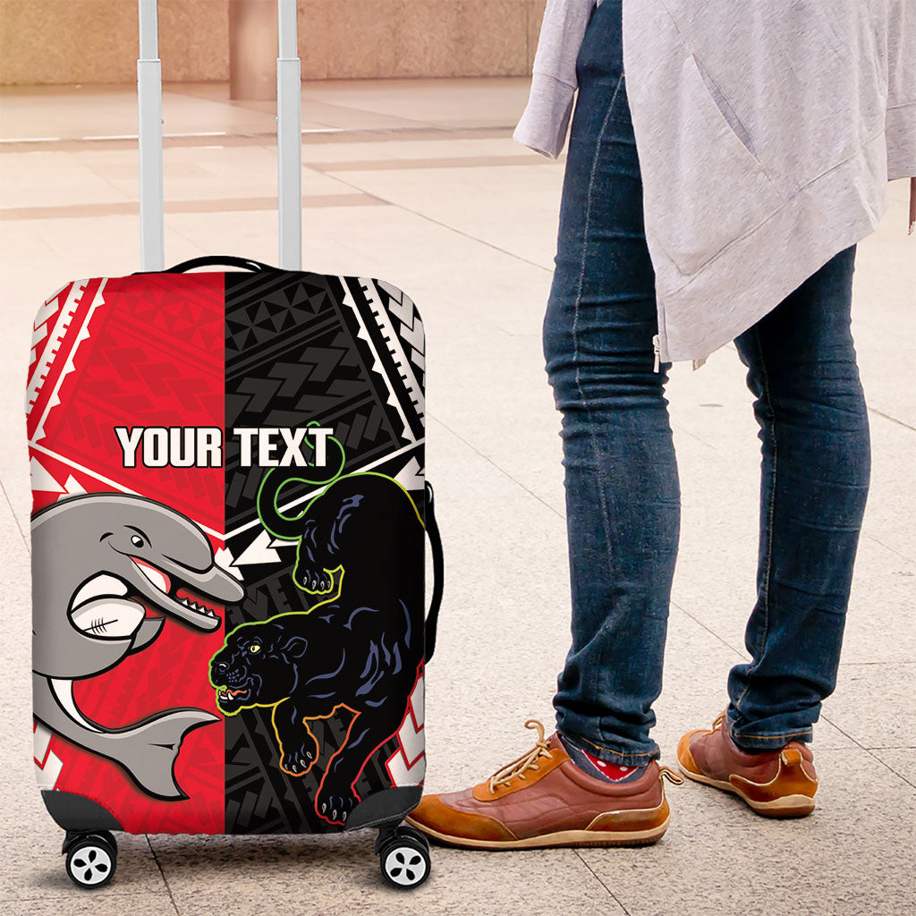 Custom Rugby Panthers and Dolphins Luggage Cover 2026 Together Aboriginal Polynesian Pattern