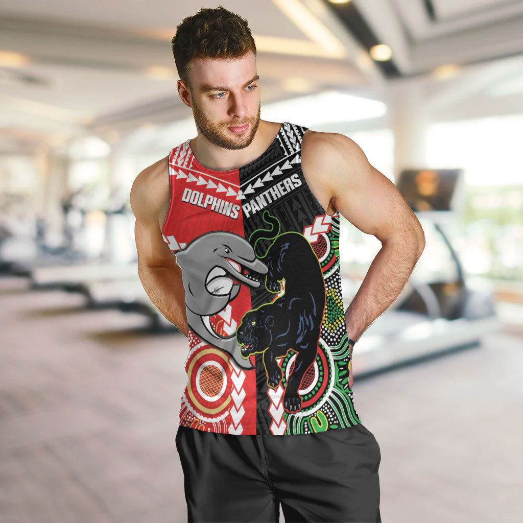 Custom Rugby Panthers and Dolphins Men Tank Top 2026 Together Aboriginal Polynesian Pattern
