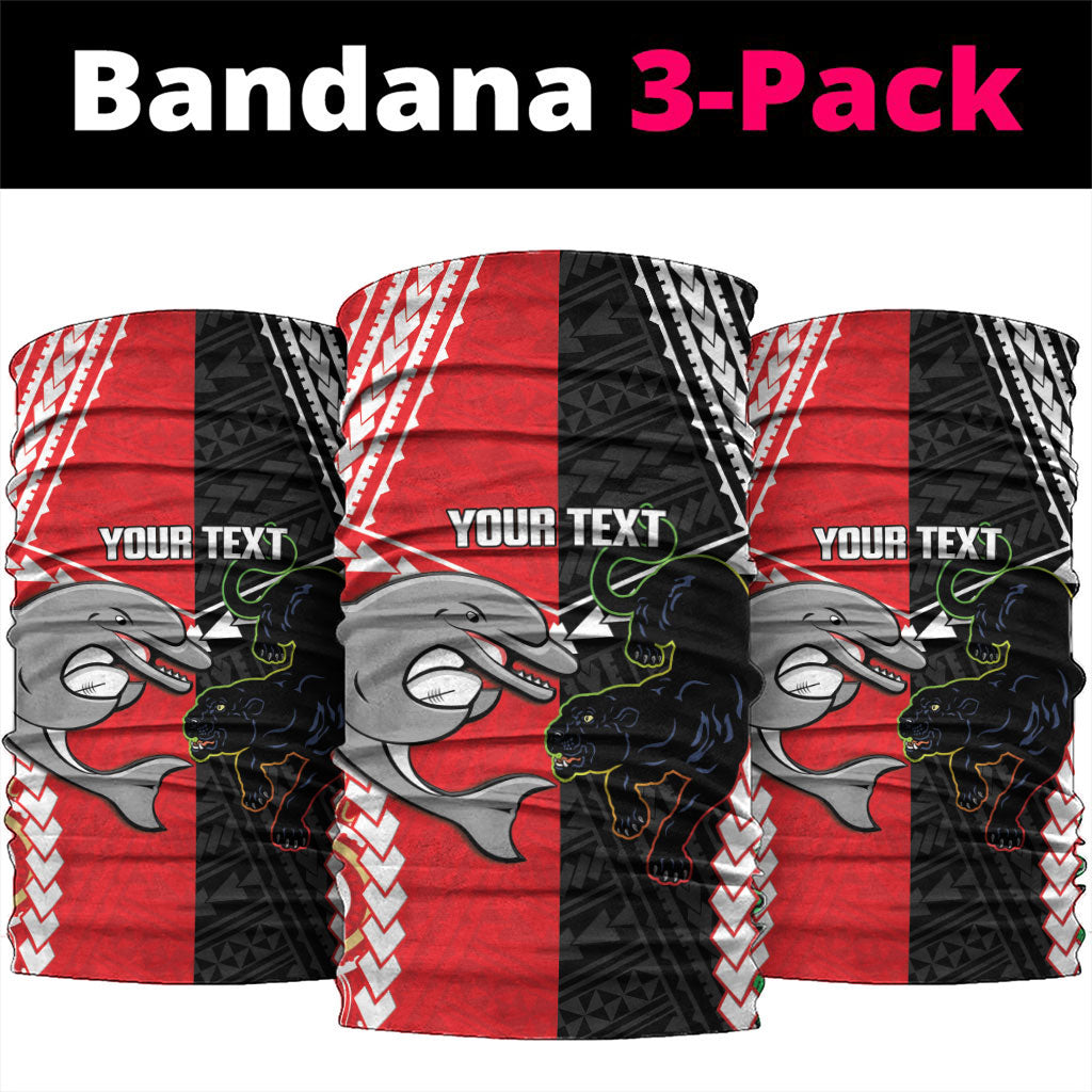Custom Rugby Panthers and Dolphins Neck Gaiter 2026 Together Aboriginal Polynesian Pattern