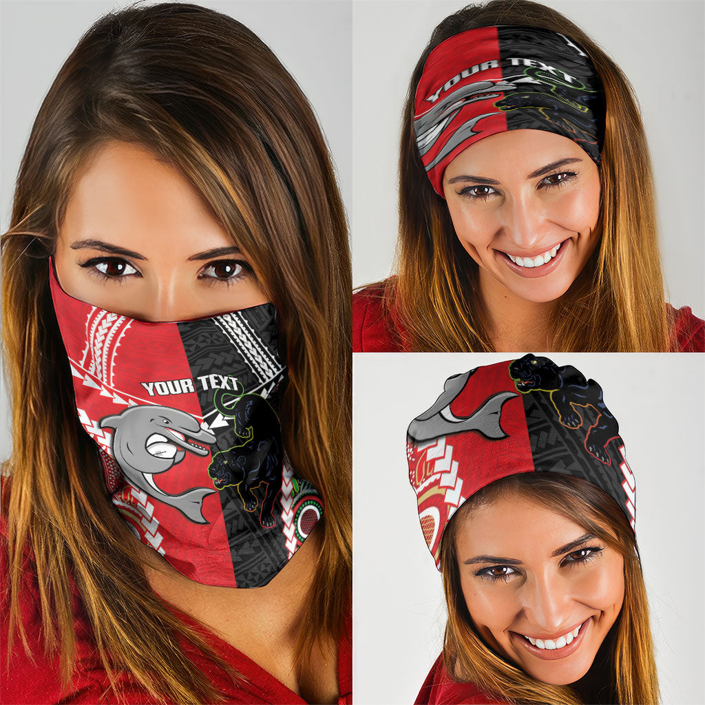 Custom Rugby Panthers and Dolphins Neck Gaiter 2026 Together Aboriginal Polynesian Pattern
