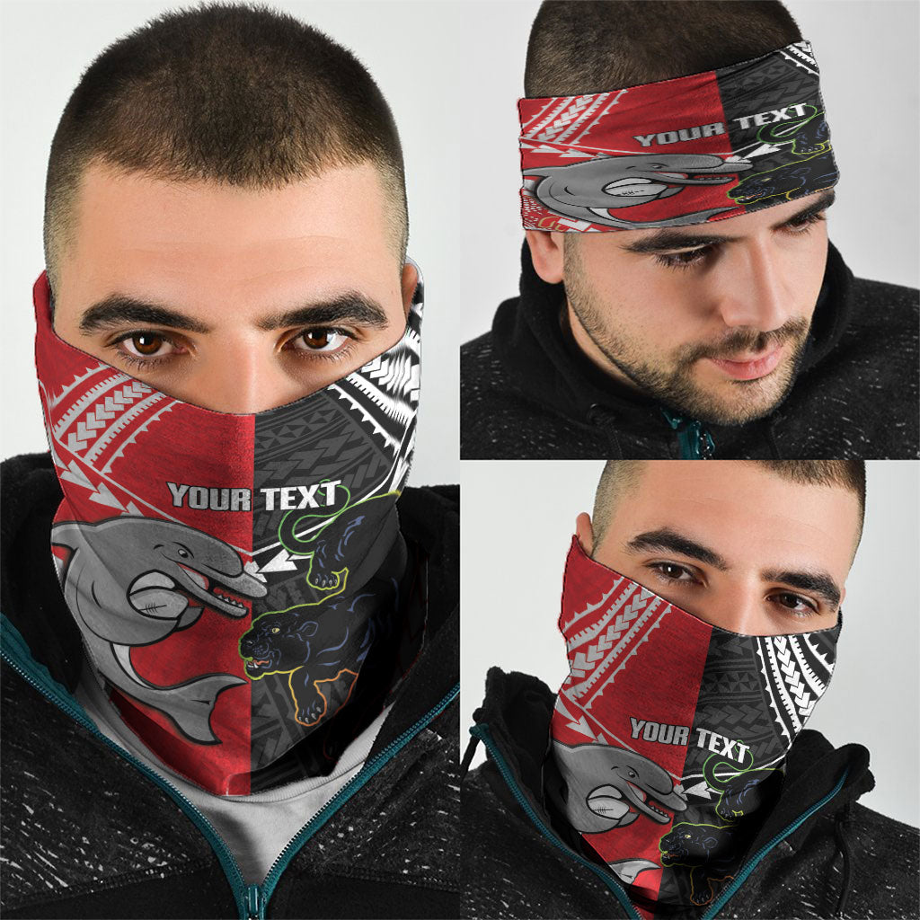 Custom Rugby Panthers and Dolphins Neck Gaiter 2026 Together Aboriginal Polynesian Pattern