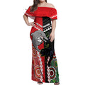 Custom Rugby Panthers and Dolphins Off Shoulder Maxi Dress 2026 Together Aboriginal Polynesian Pattern