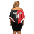 Custom Rugby Panthers and Dolphins Off Shoulder Short Dress 2026 Together Aboriginal Polynesian Pattern
