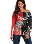 Custom Rugby Panthers and Dolphins Off Shoulder Sweater 2026 Together Aboriginal Polynesian Pattern