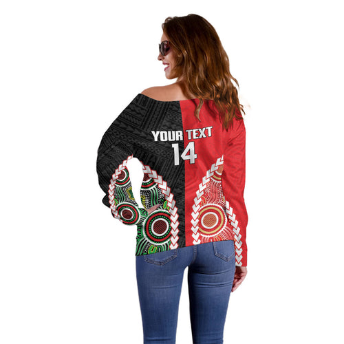 Custom Rugby Panthers and Dolphins Off Shoulder Sweater 2026 Together Aboriginal Polynesian Pattern