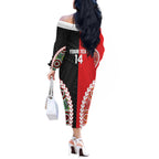 Custom Rugby Panthers and Dolphins Off The Shoulder Long Sleeve Dress 2026 Together Aboriginal Polynesian Pattern