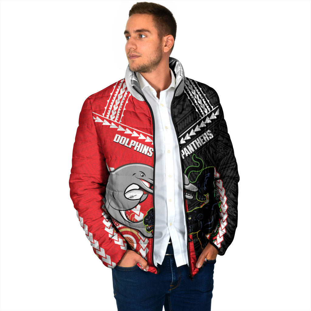 Custom Rugby Panthers and Dolphins Padded Jacket 2026 Together Aboriginal Polynesian Pattern