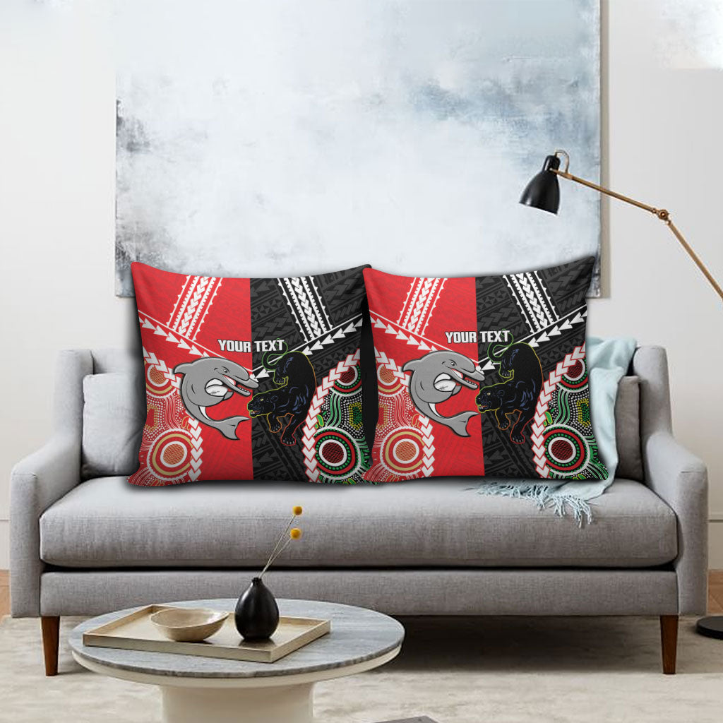 Custom Rugby Panthers and Dolphins Pillow Cover 2026 Together Aboriginal Polynesian Pattern